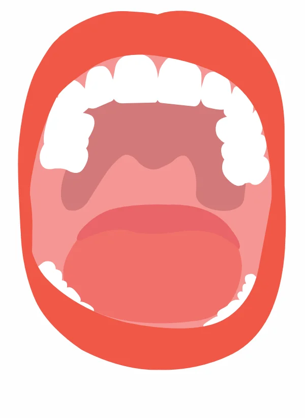 크게 벌린 입 안쪽이 보이는 그림