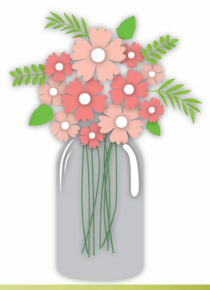 분홍 꽃이 꽂힌 유리 꽃병