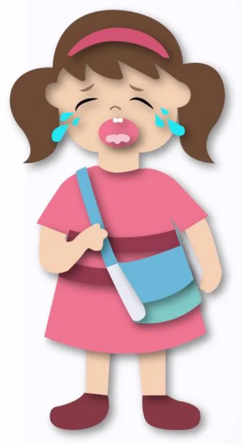 가방을 멘 여자아이가 울고 있는 그림